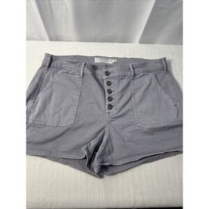 Torrid Stretch Twill Mid-rise Button Fly Gray Shorts Sz 18